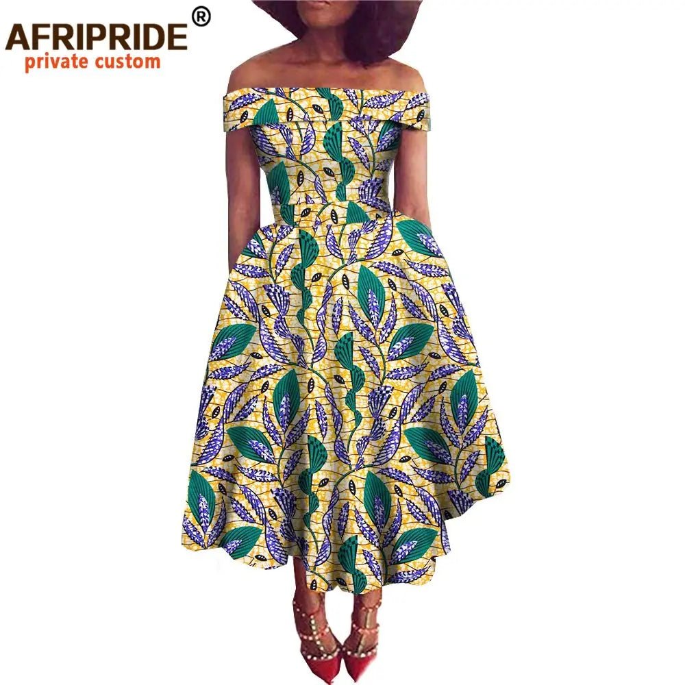 African Dresses for Women Ankara Print Off Shoulder Traditional African Clothing Strapless Dress Ankara Attire