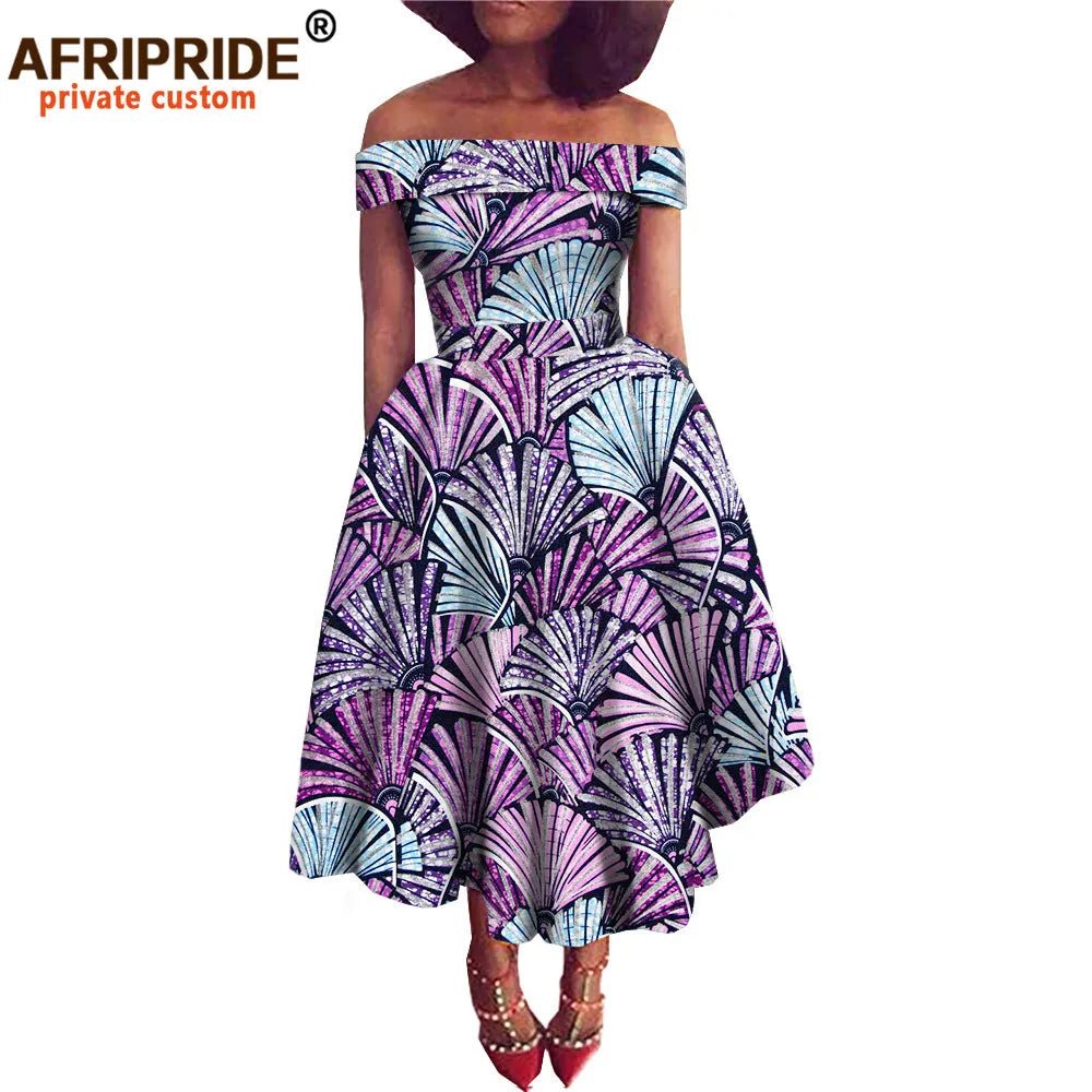 African Dresses for Women Ankara Print Off Shoulder Traditional African Clothing Strapless Dress Ankara Attire