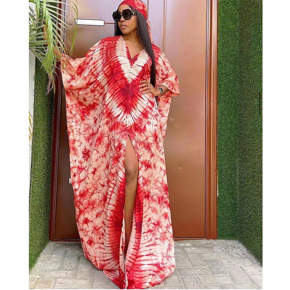 African Dresses for Women Hijab Kaftan Print Loose Boubou Robe Africa Clothes Ankara Dashiki Dubai Abaya Scarf Gown Caftan Dress - Free Delivery Worldwide only at Flexi Africa