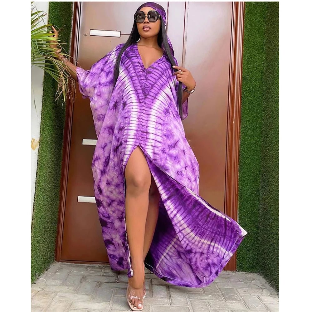 African Dresses for Women Hijab Kaftan Print Loose Boubou Robe Africa Clothes Ankara Dashiki Dubai Abaya Scarf Gown Caftan Dress - Free Delivery Worldwide only at Flexi Africa