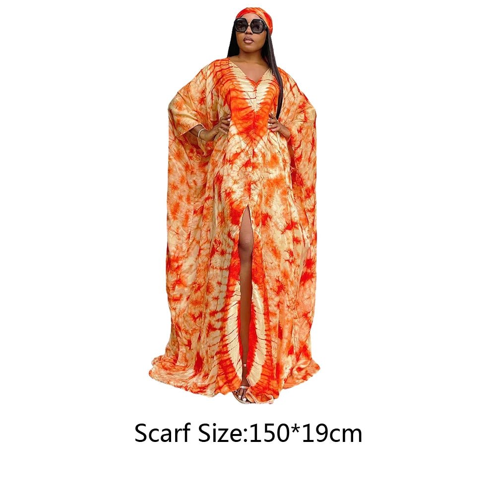 African Dresses for Women Hijab Kaftan Print Loose Boubou Robe Africa Clothes Ankara Dashiki Dubai Abaya Scarf Gown Caftan Dress - Free Delivery Worldwide only at Flexi Africa