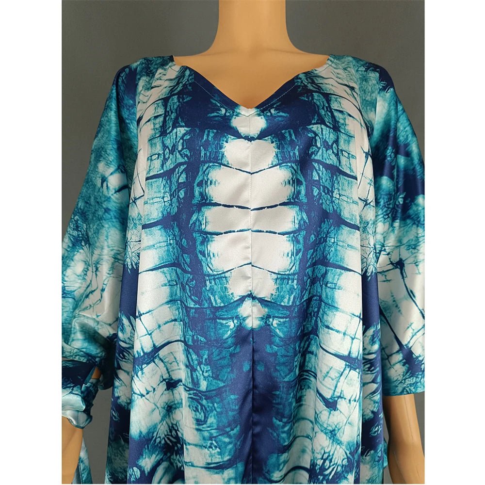 African Dresses for Women Hijab Kaftan Print Loose Boubou Robe Africa Clothes Ankara Dashiki Dubai Abaya Scarf Gown Caftan Dress - Free Delivery Worldwide only at Flexi Africa