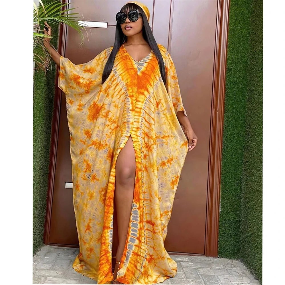 African Dresses for Women Hijab Kaftan Print Loose Boubou Robe Africa Clothes Ankara Dashiki Dubai Abaya Scarf Gown Caftan Dress - Free Delivery Worldwide only at Flexi Africa