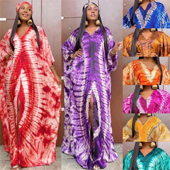 African Dresses for Women Hijab Kaftan Print Loose Boubou Robe Africa Clothes Ankara Dashiki Dubai Abaya Scarf Gown Caftan Dress - Free Delivery Worldwide only at Flexi Africa