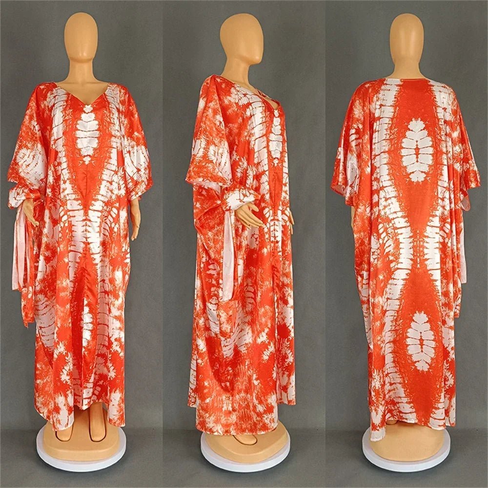 African Dresses for Women Hijab Kaftan Print Loose Boubou Robe Africa Clothes Ankara Dashiki Dubai Abaya Scarf Gown Caftan Dress - Free Delivery Worldwide only at Flexi Africa