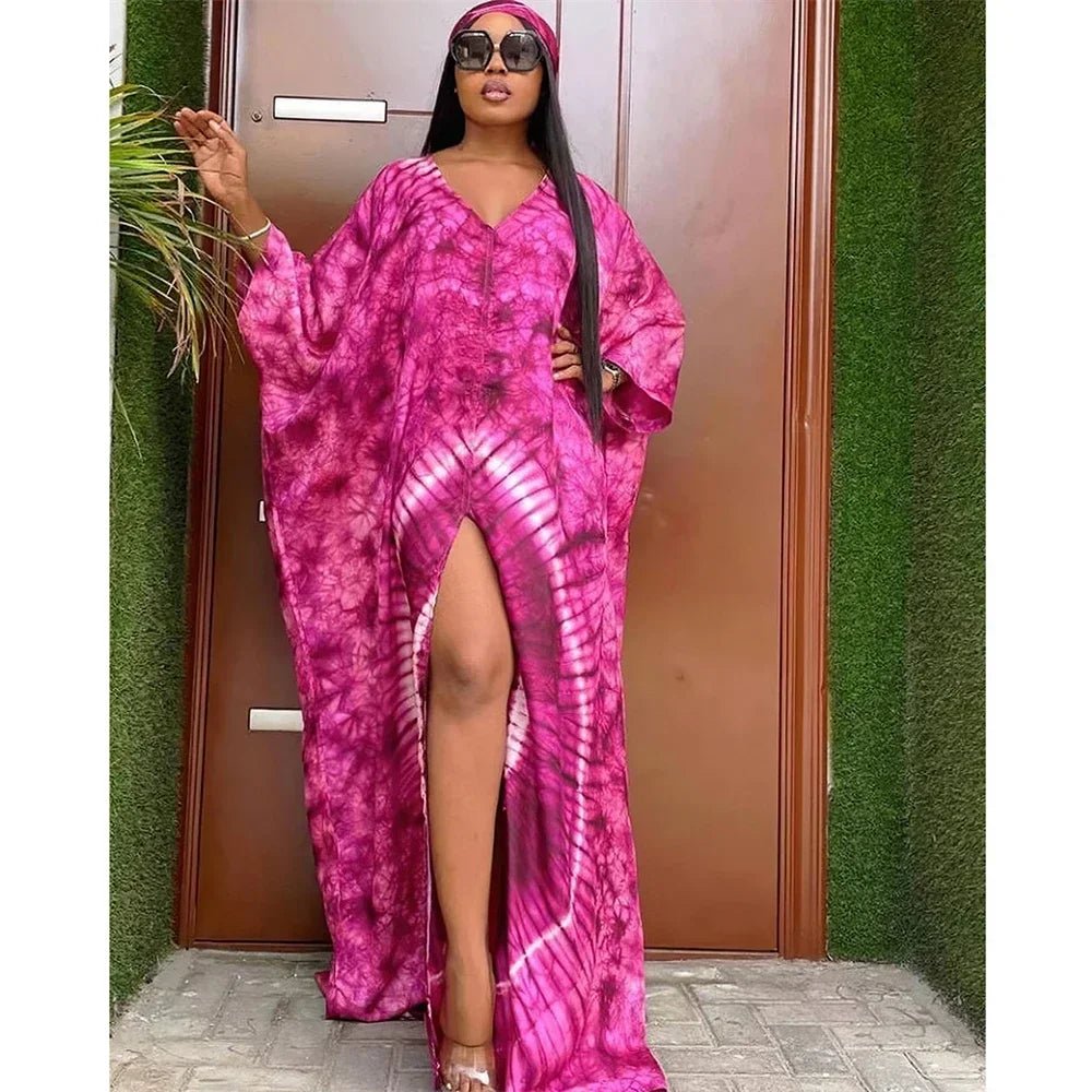 African Dresses for Women Hijab Kaftan Print Loose Boubou Robe Africa Clothes Ankara Dashiki Dubai Abaya Scarf Gown Caftan Dress - Free Delivery Worldwide only at Flexi Africa