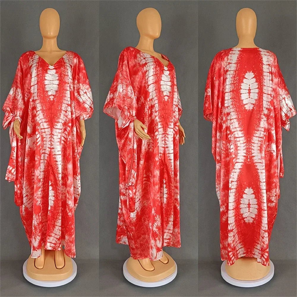 African Dresses for Women Hijab Kaftan Print Loose Boubou Robe Africa Clothes Ankara Dashiki Dubai Abaya Scarf Gown Caftan Dress - Free Delivery Worldwide only at Flexi Africa
