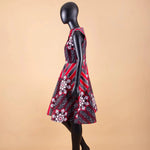 African Dresses for Women Match Print Bow Tie V - Neck Sleeve African Clothes Ankara Print Outfits Plus Size Bazin Riche S2025041 - Free Delivery Worldwide only at Flexi Africa