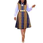 African Dresses for Women Match Print Bow Tie V - Neck Sleeve African Clothes Ankara Print Outfits Plus Size Bazin Riche S2025041 - Free Delivery Worldwide only at Flexi Africa