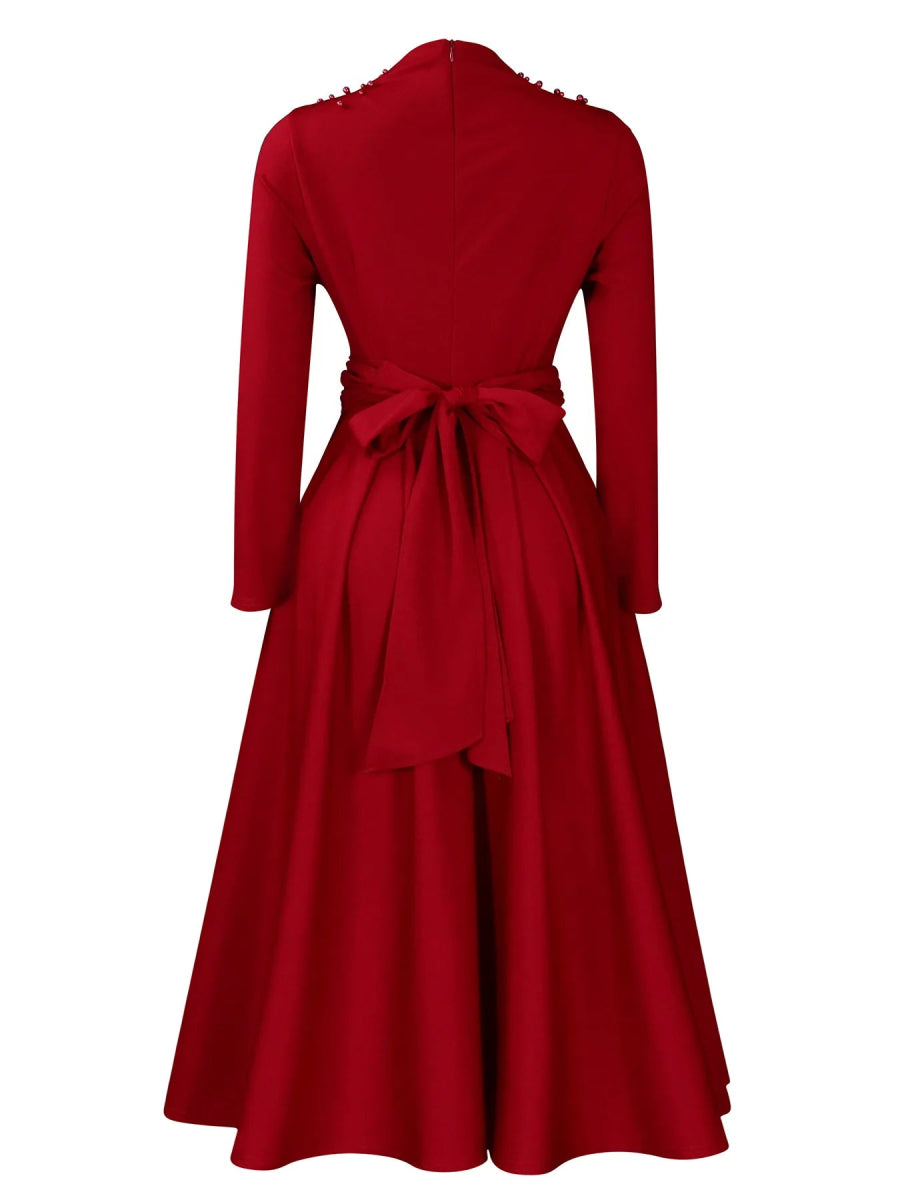 African Elegant Dress for Women Fashion High - neck Beaded Evening Dresses Slim Temperament Dress Women Long Leeve Casual Dresses - Free Delivery Worldwide only at Flexi Africa