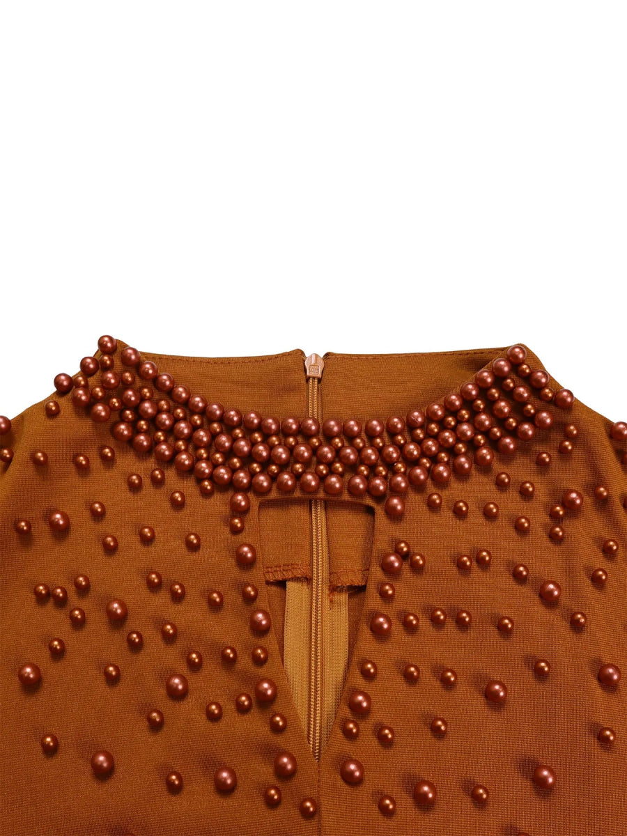 African Elegant Dress for Women Fashion High - neck Beaded Evening Dresses Slim Temperament Dress Women Long Leeve Casual Dresses - Free Delivery Worldwide only at Flexi Africa