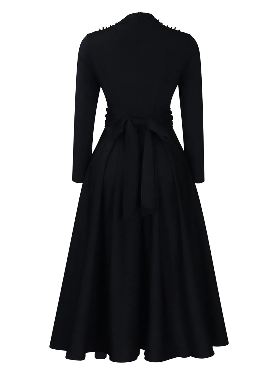 African Elegant Dress for Women Fashion High - neck Beaded Evening Dresses Slim Temperament Dress Women Long Leeve Casual Dresses - Free Delivery Worldwide only at Flexi Africa