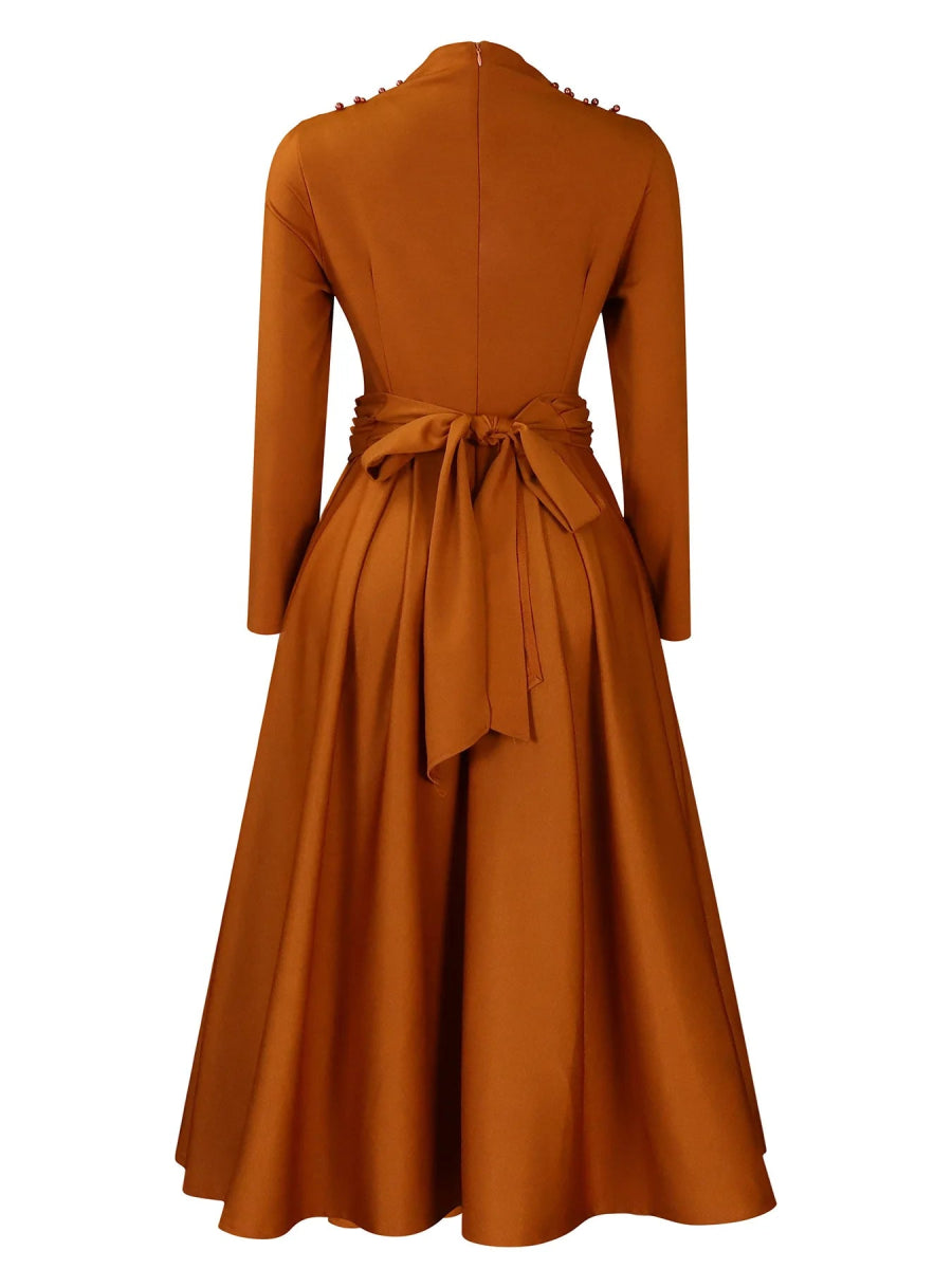 African Elegant Dress for Women Fashion High - neck Beaded Evening Dresses Slim Temperament Dress Women Long Leeve Casual Dresses - Free Delivery Worldwide only at Flexi Africa