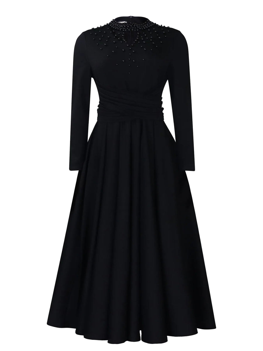 African Elegant Dress for Women Fashion High - neck Beaded Evening Dresses Slim Temperament Dress Women Long Leeve Casual Dresses - Free Delivery Worldwide only at Flexi Africa