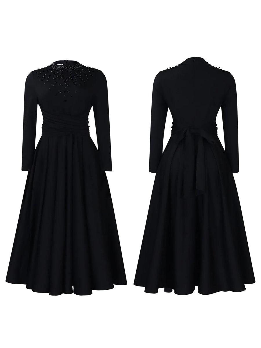 African Elegant Dress for Women Fashion High - neck Beaded Evening Dresses Slim Temperament Dress Women Long Leeve Casual Dresses - Free Delivery Worldwide only at Flexi Africa
