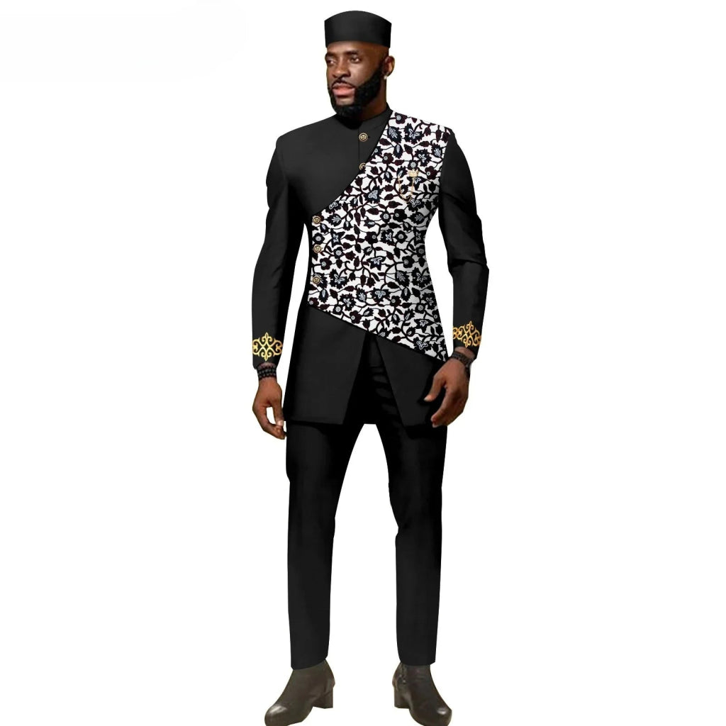 African Ethnic New Style Men's Suit - Elegant and Fitted Design - Fashionable Men's Clothing - Free Delivery Worldwide
