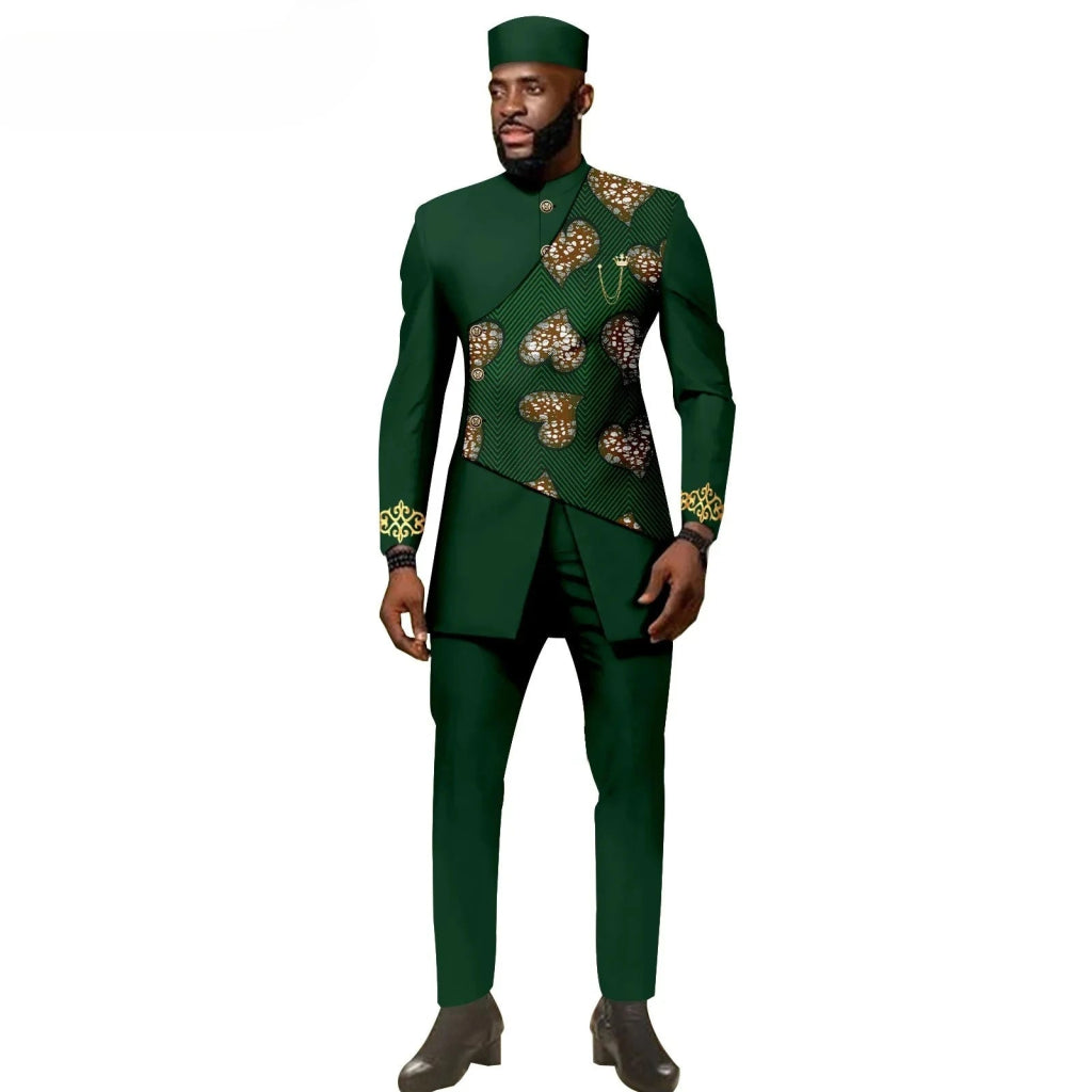 African Ethnic New Style Men's Suit - Elegant and Fitted Design - Fashionable Men's Clothing - Free Delivery Worldwide
