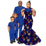 African Family Matching Outfits – Dashiki Women’s Long Mermaid Dress with Men & Boys Shirt and Pant Sets, - Free Delivery Worldwide only at Flexi Africa