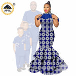 African Family Matching Outfits – Dashiki Women’s Long Mermaid Dress with Men & Boys Shirt and Pant Sets, - Free Delivery Worldwide only at Flexi Africa