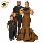 African Family Matching Outfits – Dashiki Women’s Long Mermaid Dress with Men & Boys Shirt and Pant Sets, - Free Delivery Worldwide only at Flexi Africa