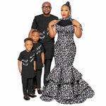 African Family Matching Outfits – Dashiki Women’s Long Mermaid Dress with Men & Boys Shirt and Pant Sets, - Free Delivery Worldwide only at Flexi Africa
