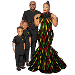 African Family Matching Outfits – Dashiki Women’s Long Mermaid Dress with Men & Boys Shirt and Pant Sets, - Free Delivery Worldwide only at Flexi Africa
