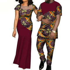 African Fashion Inspired Couples Ensemble: Women's Dress and Men's Suit Set - Flexi Africa www.flexiafrica.com - FREE POST