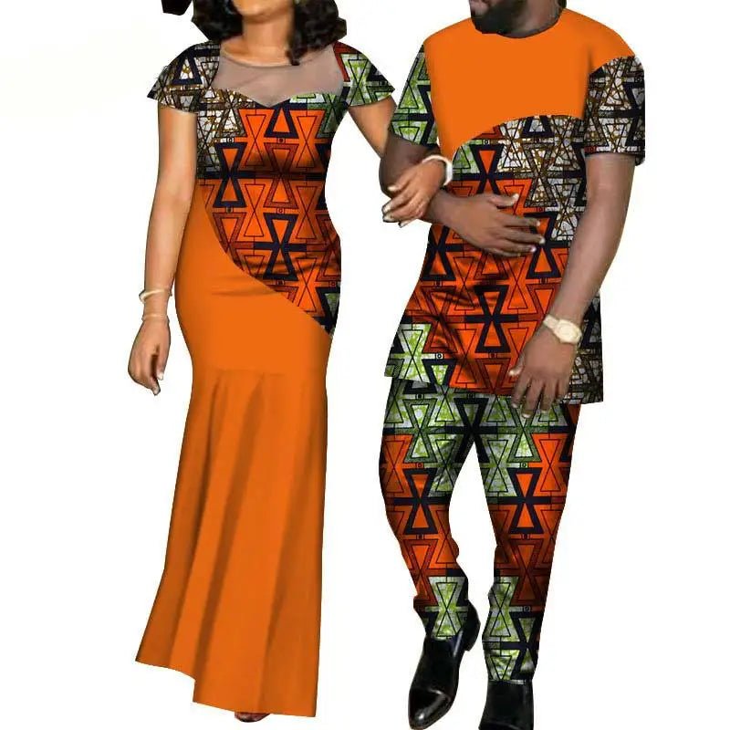 African Fashion Inspired Couples Ensemble: Women's Dress and Men's Suit Set - Flexi Africa www.flexiafrica.com - FREE POST