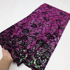 African Lace Fabric – Elegant Tulle Net Embroidery with Sequins - Free Delivery Worldwide only at Flexi Africa