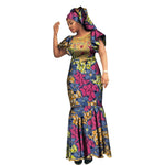 African Luxury Ankara Gown – Stylish Bodycon Maxi Dress for Party, Wedding, and Formal Events - Free Delivery Worldwide