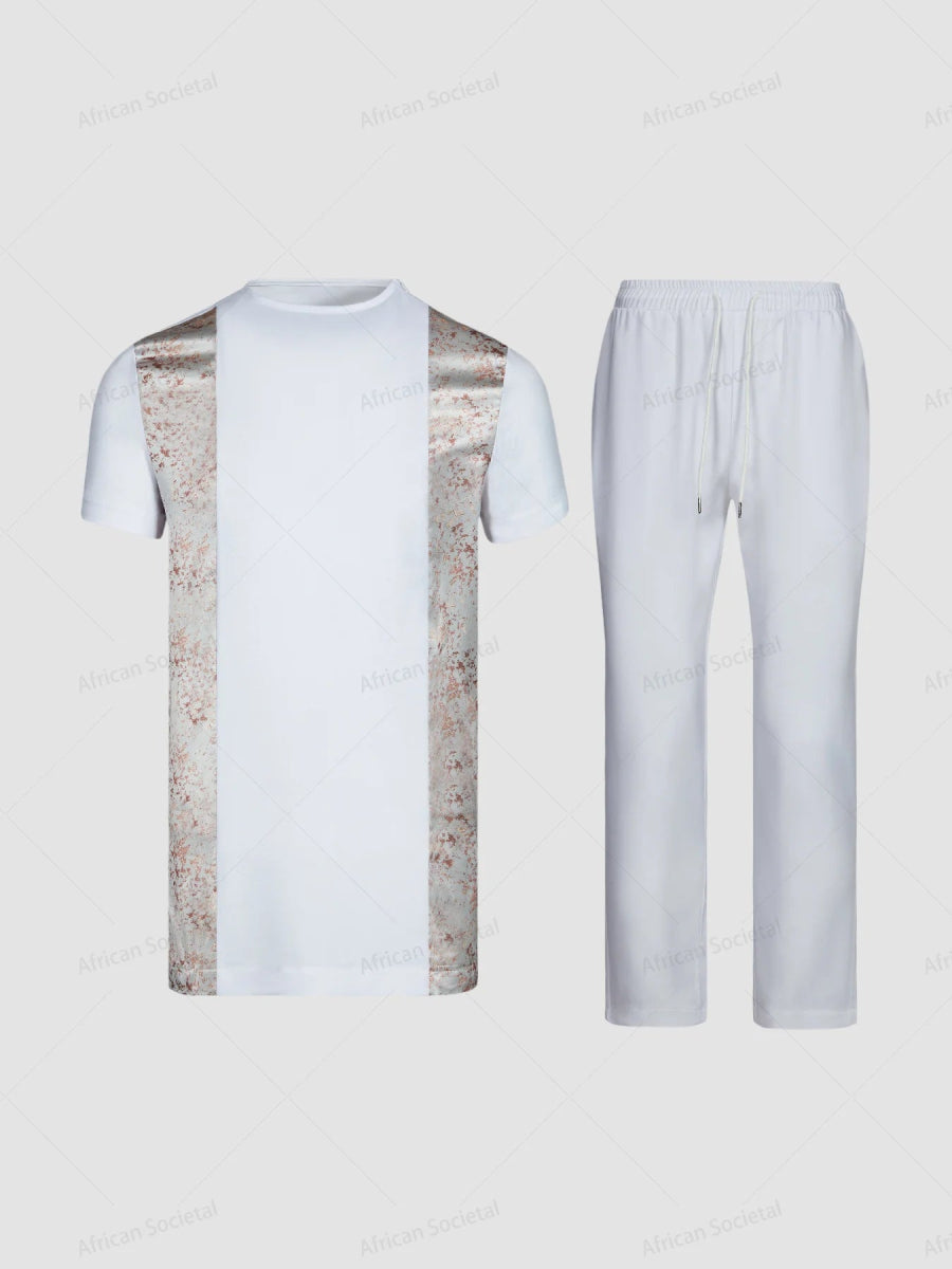 African Men Traditional Short Sleeve Outfit Nigeria Summer Africa Luxury Fashion Clothes Men'S T-Shirt Polo Shirts 2 Piece Sets - Free Delivery Worldwide only at Flexi Africa