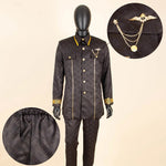 African Men’s Bazin Riche Suit – Gold Embroidered Coat and Pants Set for Weddings and Formal Occasions - Free Delivery Worldwide only at Flexi Africa