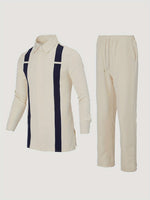 African Men’s Stripe Pattern Outfit Set – Long Sleeve Cultural Robe & Matching Drawstring Pants - Free Delivery Worldwide only at Flexi Africa