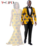 African Mermaid Dress & Matching Men’s Suit Set – Dashiki Couple Outfit for Weddings and Special Events - Free Delivery Worldwide only at Flexi Africa