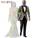 African Mermaid Dress & Matching Men’s Suit Set – Dashiki Couple Outfit for Weddings and Special Events - Free Delivery Worldwide only at Flexi Africa