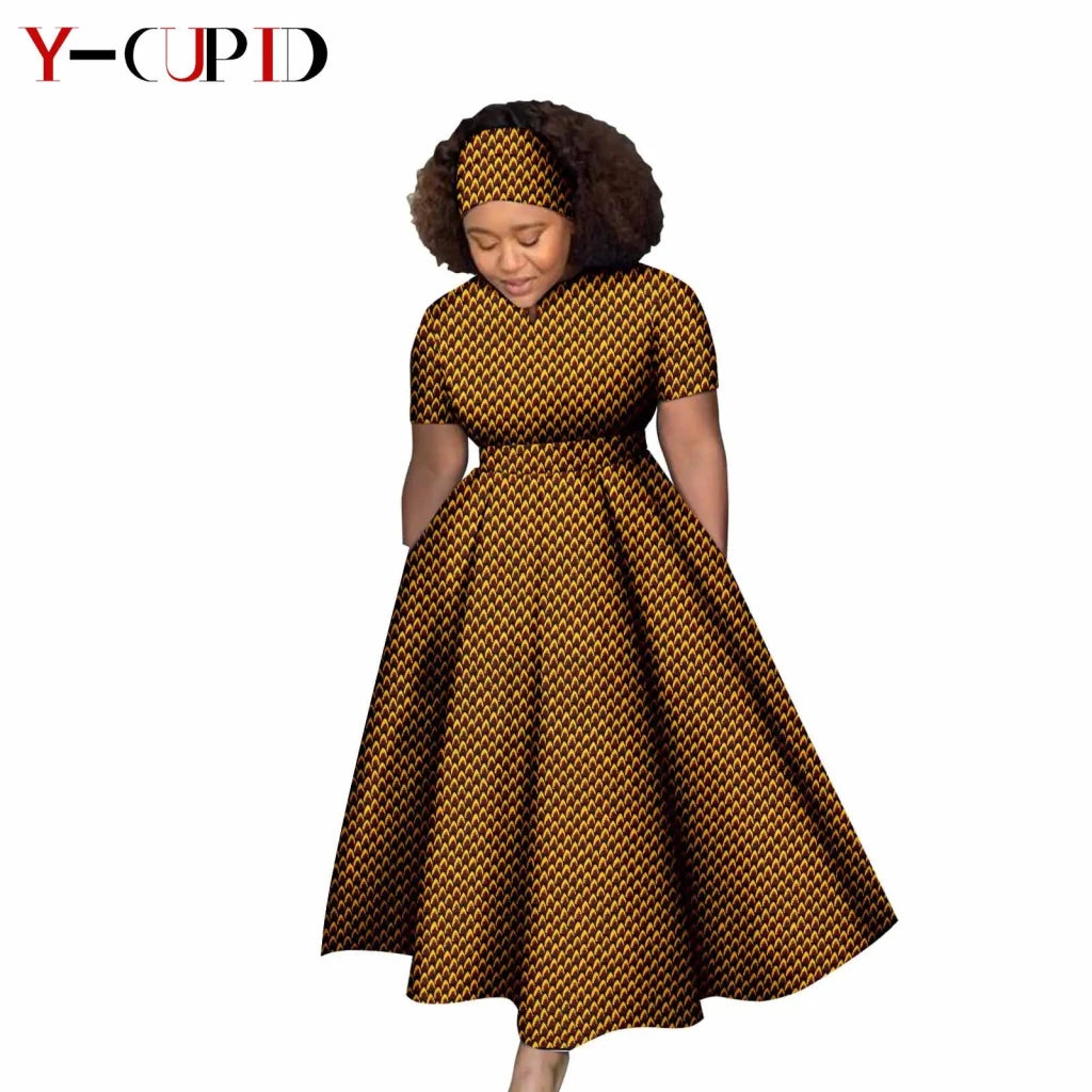 African Print Couple Matching Set – Women’s Long Dress & Men’s Dashiki Pant Outfit - Free Delivery Worldwide only at Flexi Africa