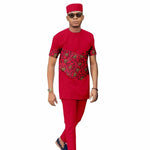 African Print Couple Matching Set – Women’s Long Dress & Men’s Dashiki Pant Outfit - Free Delivery Worldwide only at Flexi Africa