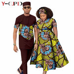 African Print Couple Matching Set – Women’s Long Dress & Men’s Dashiki Pant Outfit - Free Delivery Worldwide only at Flexi Africa