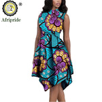 African Print Dresses for Women – Sleeveless Dashiki Ankara Knee Dress with Belt - Free Delivery Worldwide only at Flexi Africa
