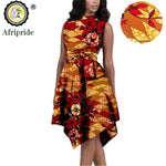 African Print Dresses for Women – Sleeveless Dashiki Ankara Knee Dress with Belt - Free Delivery Worldwide only at Flexi Africa