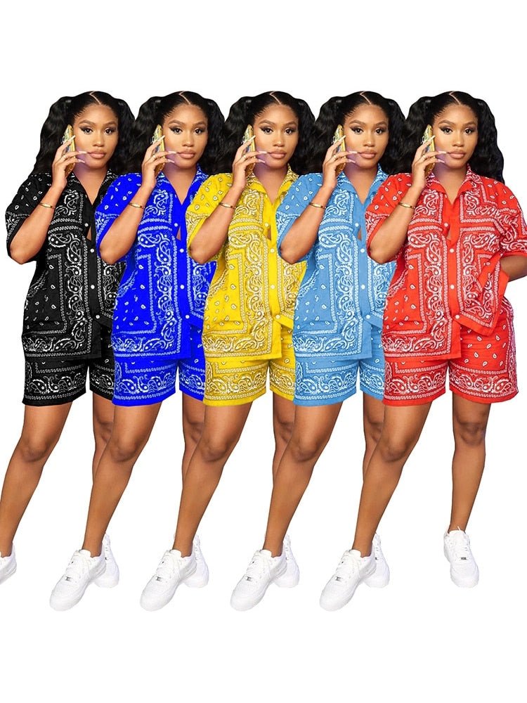 African Print Elastic Bazin 2PC for Women - Baggy Shorts and Dashiki Famous Suit with Rock Style Outfit for Ladies - Free Delivery Worldwide only at Flexi Africa