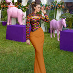 African Print Maxi Dress for Women – Ankara Full Sleeve High Neck Elegant Party Outfit - Free Delivery Worldwide only at Flexi Africa