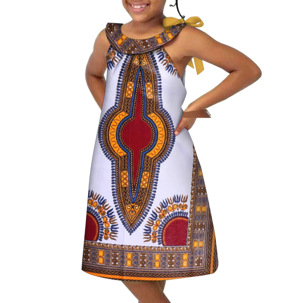 African Print Sleeveless Dress for Baby Girls – Dashiki Tribal Style - Free Delivery Worldwide only at Flexi Africa