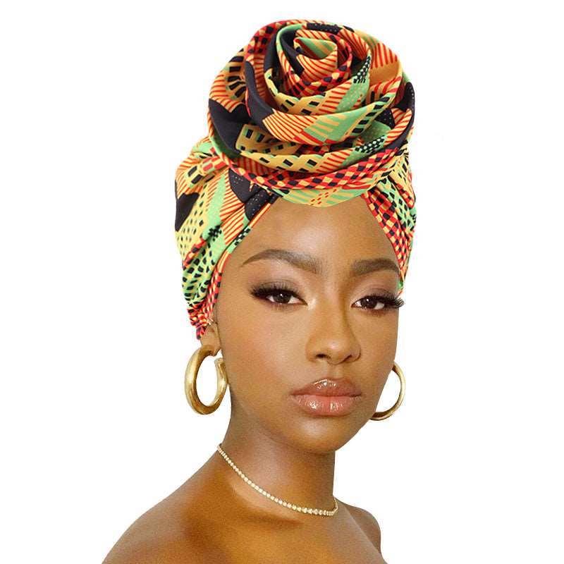 African Print Stretch Bandana Head Wrap Floral Ankara Dashiki Women - Free Delivery Worldwide only at Flexi Africa