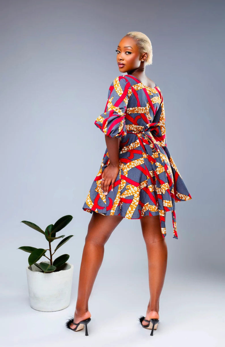 African Print Xenah Dress - Free Delivery Worldwide only at Flexi Africa