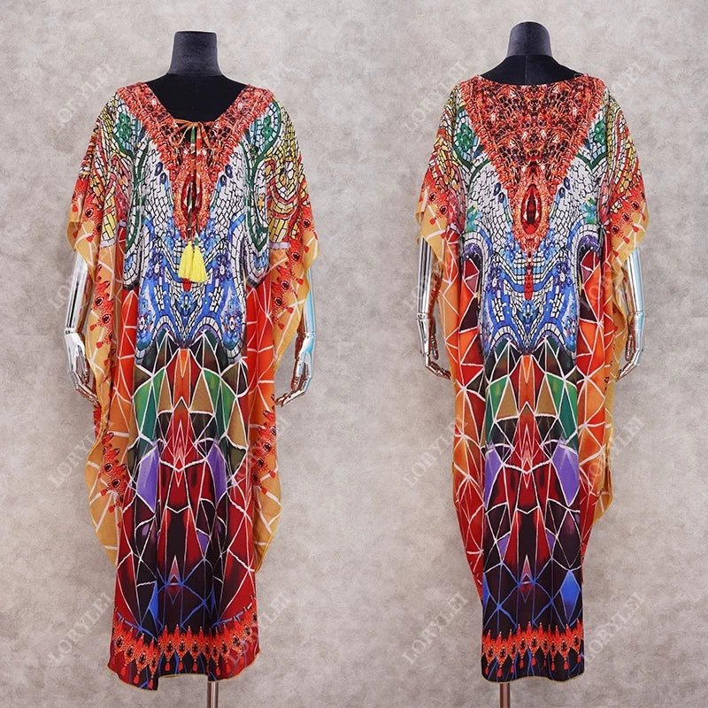 African Retro Hippie Colorful Quick Dry Beach Dress Robe - Free Delivery Worldwide only at Flexi Africa