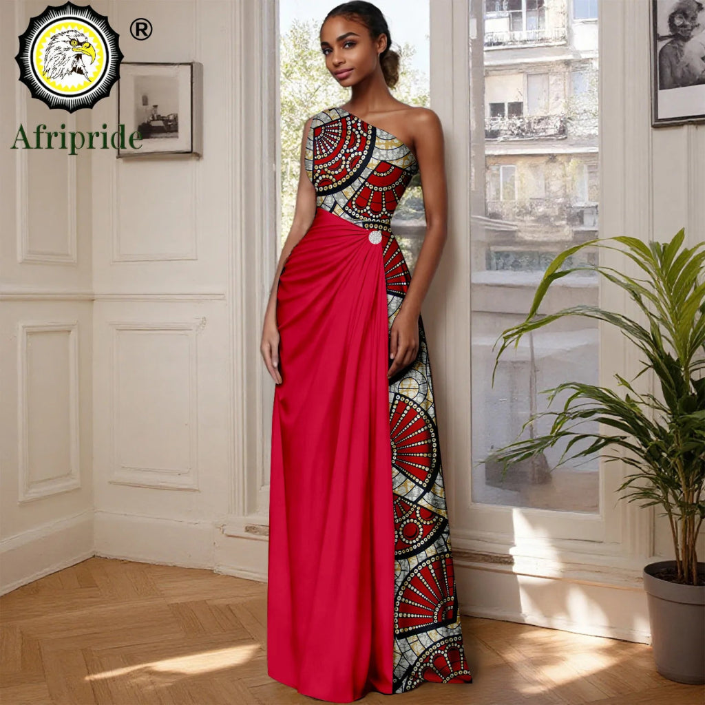 African Sleeveless Off - Shoulder Maxi Dresses for Women | High - Waist Ankara Party Wear - Free Delivery Worldwide only at Flexi Africa