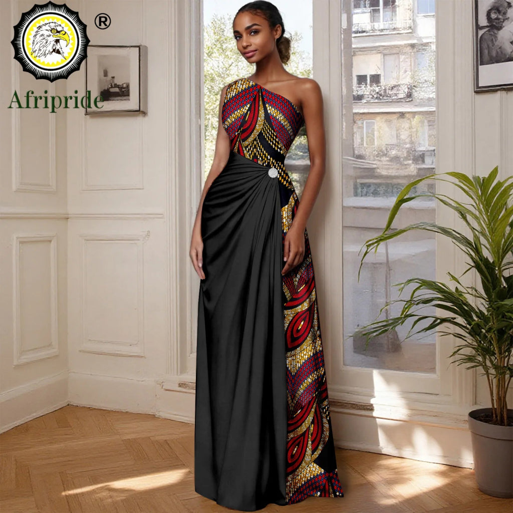 African Sleeveless Off - Shoulder Maxi Dresses for Women | High - Waist Ankara Party Wear - Free Delivery Worldwide only at Flexi Africa