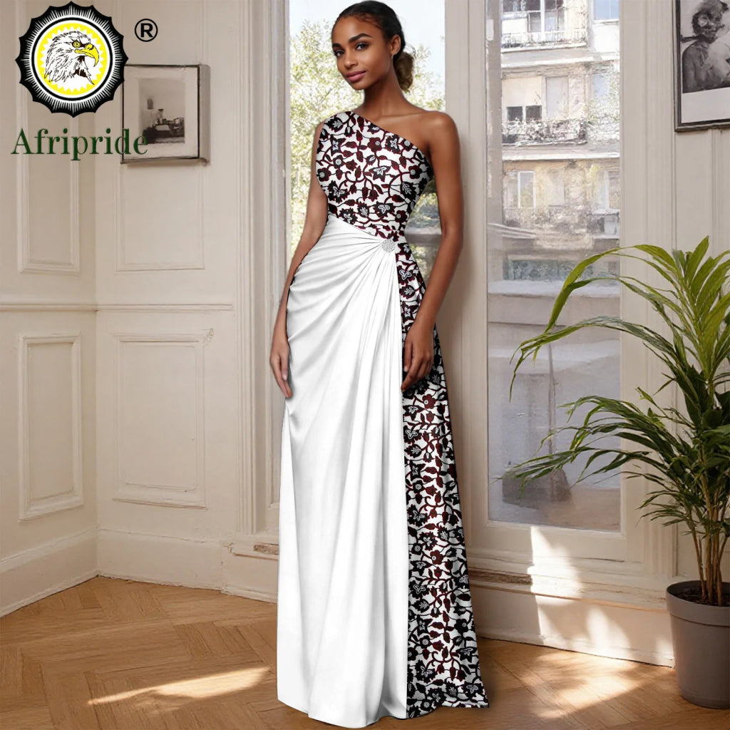 African Sleeveless Off - Shoulder Maxi Dresses for Women | High - Waist Ankara Party Wear - Free Delivery Worldwide only at Flexi Africa