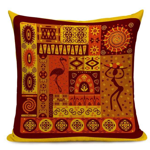 African Style Cushion Cover Tribal Geometric Pattern Decorative Linen Pillow Case Cover for Sofa Home Decor - Flexi Africa